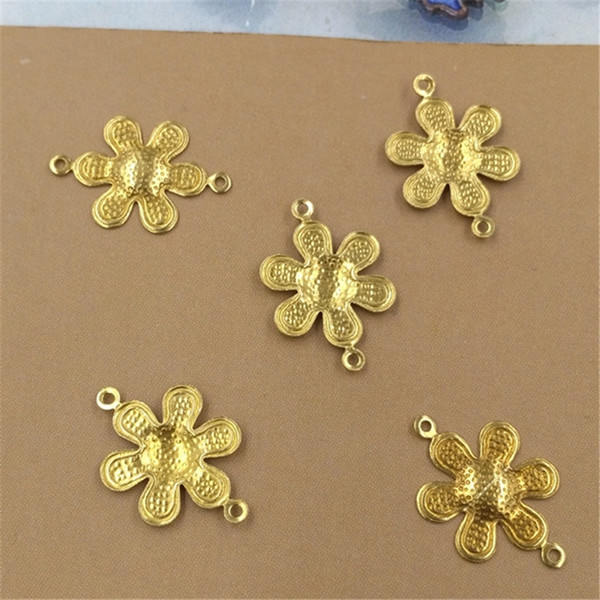 200Pcs 2 Colors 12MM Sunflower Charms with 2 Loops Wholesale Brass Material Vintage DIY Jewelry Charms