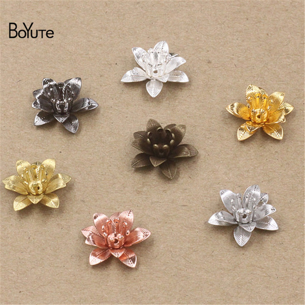 BoYuTe 50 Pieces 7 Colors 16*5MM Filigree Flower Charms Wholesale Brass Material the hottest latest Vintage Diy Charms