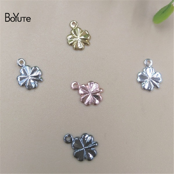 BoYuTe Charms Wholesale 500Pcs 4 Colors 6.5MM HOT Sale Metal Brass Clover Charm Diy Jewelry Materials