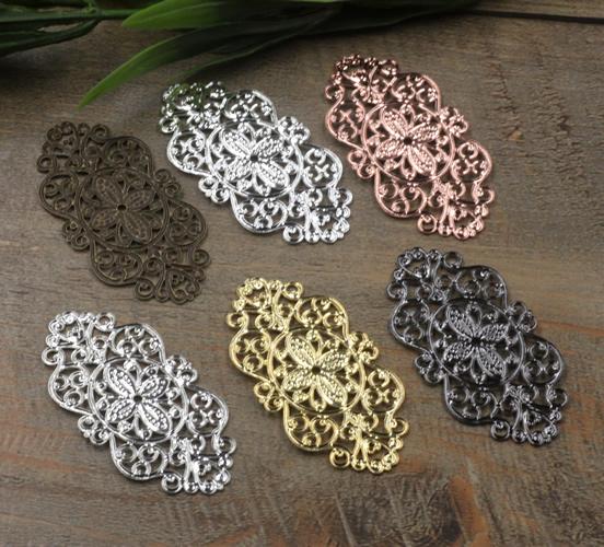 BoYuTe Wholesale Charms 50Pcs 28*56MM 7 Colors Wholesale charms DIY Brass Jewelry Materials Filigree Flower Vintage Charms