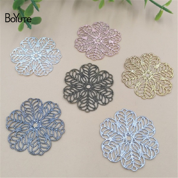 BoYuTe 100Pcs 7 Colors 26MM HOT Sale Metal Brass Filigree Flower Charms Diy Jewelry Findings Components