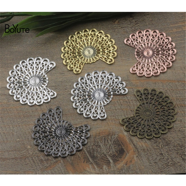 BoYuTe 50 Pcs 38*33MM 7 Colors Filigree Flower Charms Wholesale Brass Material DIY Jewelry Vintage Pendant Charms