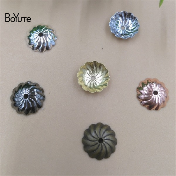 BoYuTe DIY Jewelry Materials Supplier 4 Colors 500 Pieces 10MM Filigree Brass Flower Bead Caps DIY Jewelry Findings