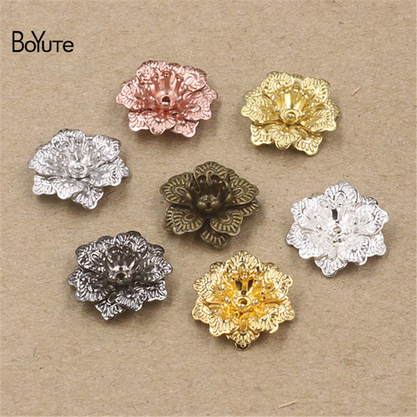 BoYuTe 50 Pieces 7 Colors 16*5MM Filigree Flower Charms Wholesale Brass Material Vintage newest Diy Charms