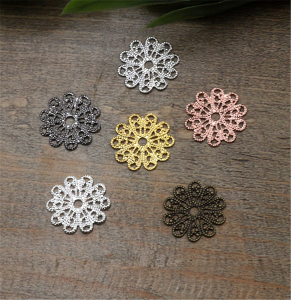 BOYUTE 100 Pcs 15mm European Charms Flower Wholesale Vintage Style Handmade Brass Material Hollow Out DIY Charms for Jewelry Making