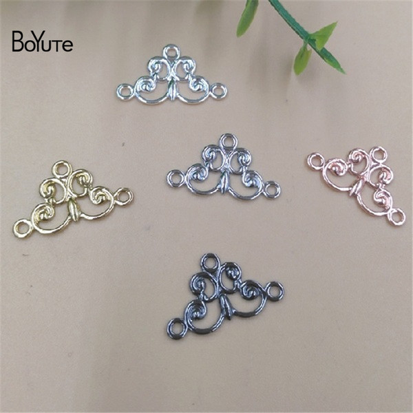 BoYuTe DIY Jewelry Accessories Parts 100 Pieces 18*10MM Metal Filigree Flower with 3 Loops Connector Charms