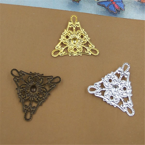 BOYUTE 100 Pcs 19*22MM 3 Colors European Triangle Metal laminate Wholesale Brass Jewelry metal laminate Findings