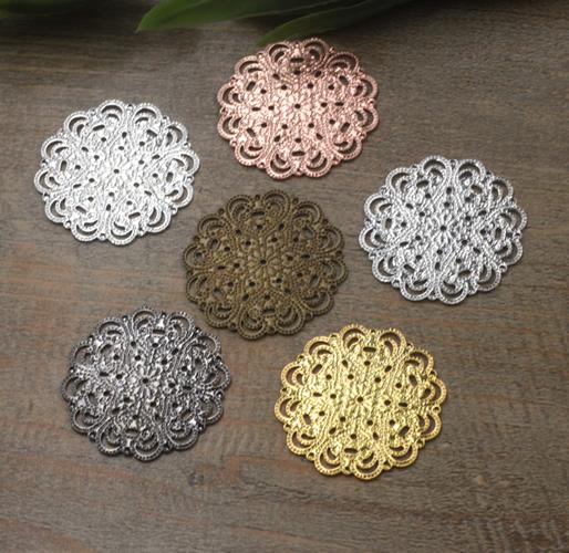 BOYUTE 200Pcs 15MM 7 Colors European Hollow Out Flower Charms Wholesale Brass Material newest DIY Vintage Jewelry Charms