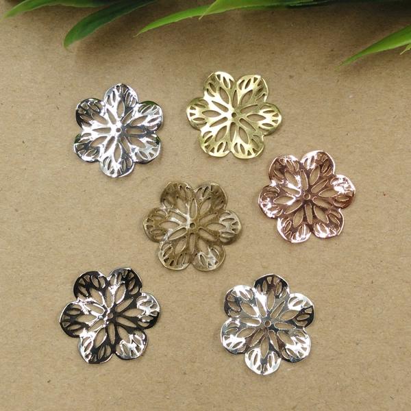 100 Pcs 22MM 7 Colors European Hollow Out Flower Charms Wholesale DIY Jewelry Vintage Brass Charms