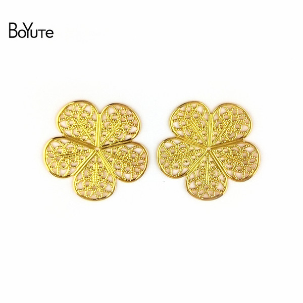 Wholesale Charms 100 Pcs 7 Colors 25MM Charms Flower DIY Jewelry accessories Filigree Brass Material Vintage Pendant Charms