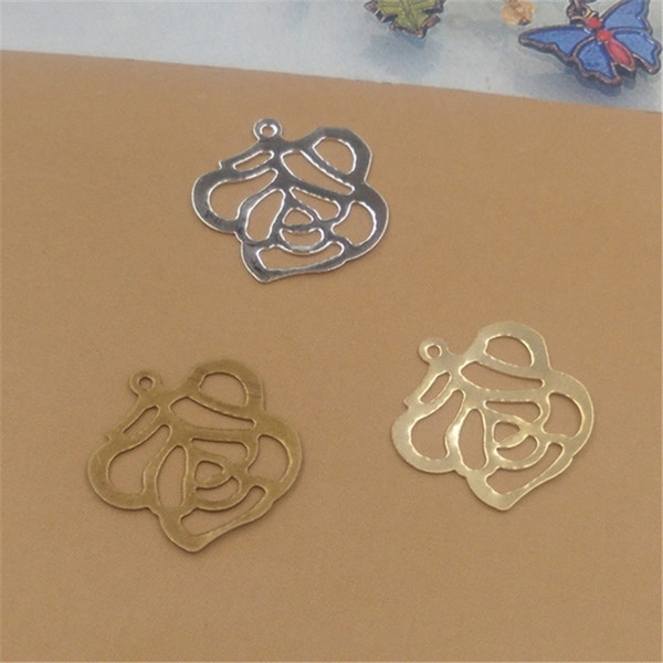 BIYUTE 100Pcs 3 Colors 18MM Hot sale Flower Charm Wholesale Newest Fashion Brass Material DIY European Charms