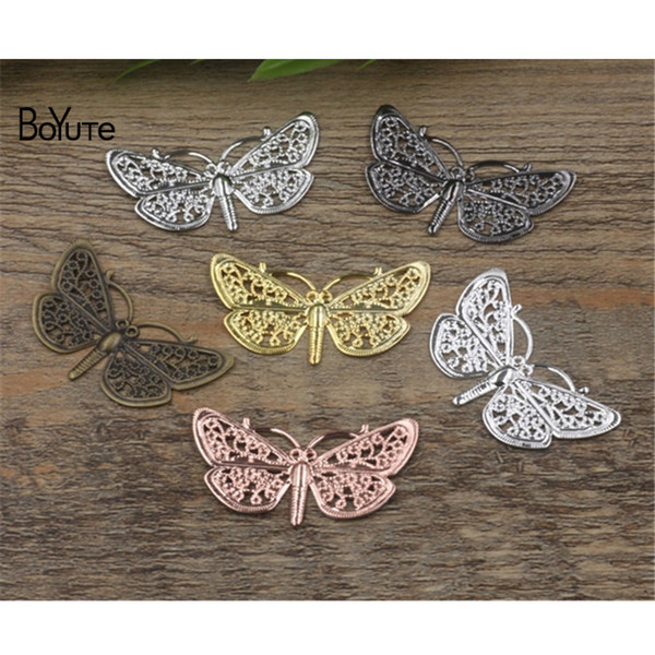 BoYuTe 100 Pcs 7 Colors 38x23MM Hollow Out Dragonfly Charms Wholesale DIY Jewelry Brass Material Vintage Pendant Charms