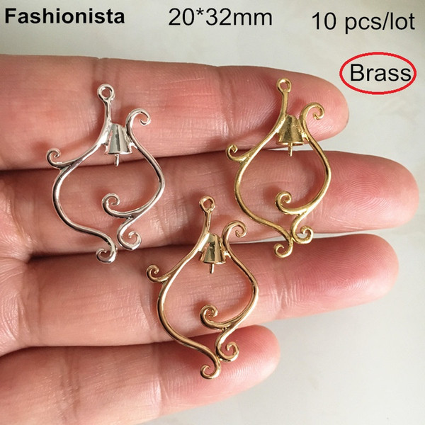 10 pcs Brass Scroll Charm Connectors 20*32mm Filigree Jewelry Findings,Gold-color,Silver-color,Flower Wisteria Brass Charms