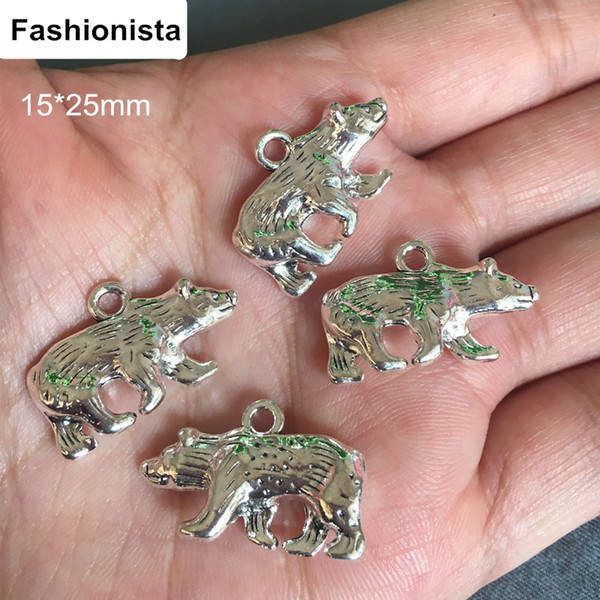 50 pcs Alloy White Bear Charms Pendant,15*25mm Double Sided and 3D,Mini Cute Sea Bear For Jewelry Making