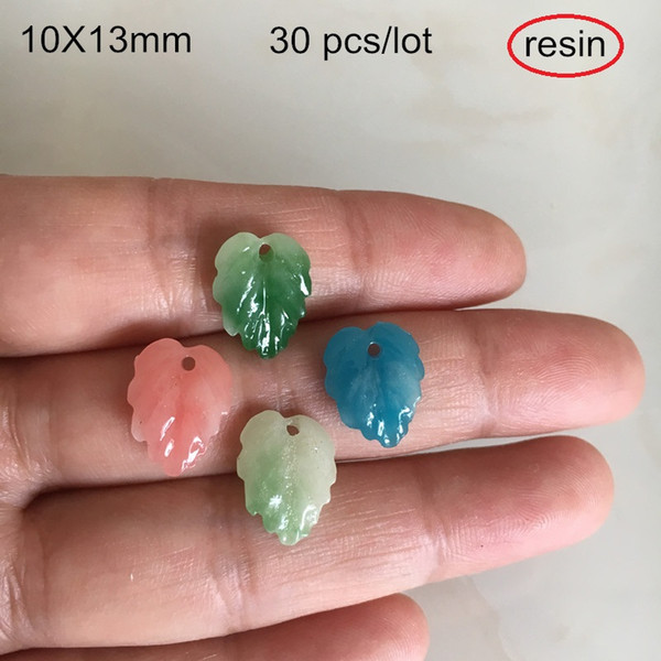 30 pcs -10x13mm Small Cute Resin Leaf Charms,Green,Blue,Pink,Vivid Small Leaf For Jewelry,Earrings,Crafts Making -Free Shipping