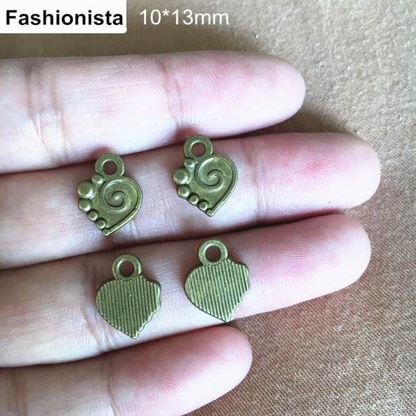 100 pcs Small Heart Charms Tierracast SPIRAL HEART Drops - Antique Bronze Heart Charms 10*13mm Metla Jewelry Charms