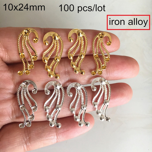 100 pcs -10x24mm Metal Filigree Small Wing Charms,Gold-color,Silver-color,Metal Stamping Crafted Wing Charms For Jewelry Making