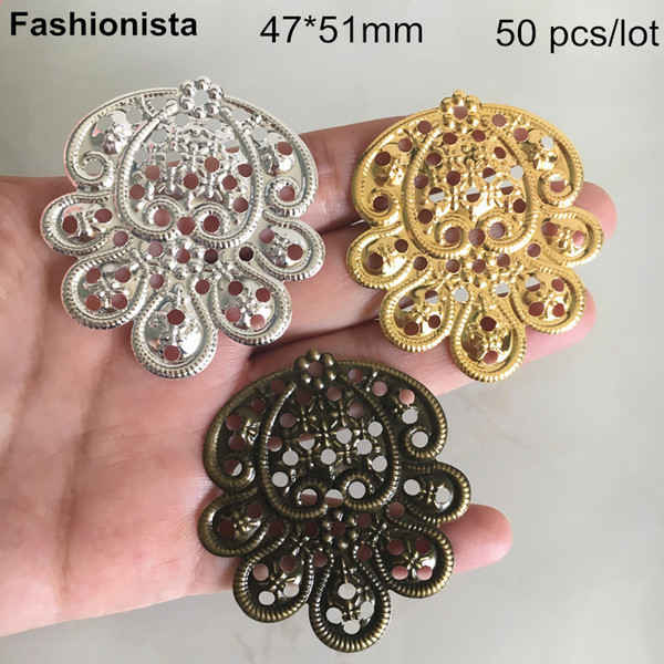 50 pcs Metal Filigree Peacock Charms 47*51mm,Gold-color,Silver-color,Bronze,Ornate Jewelry Supplies,DIY Crafts Findings