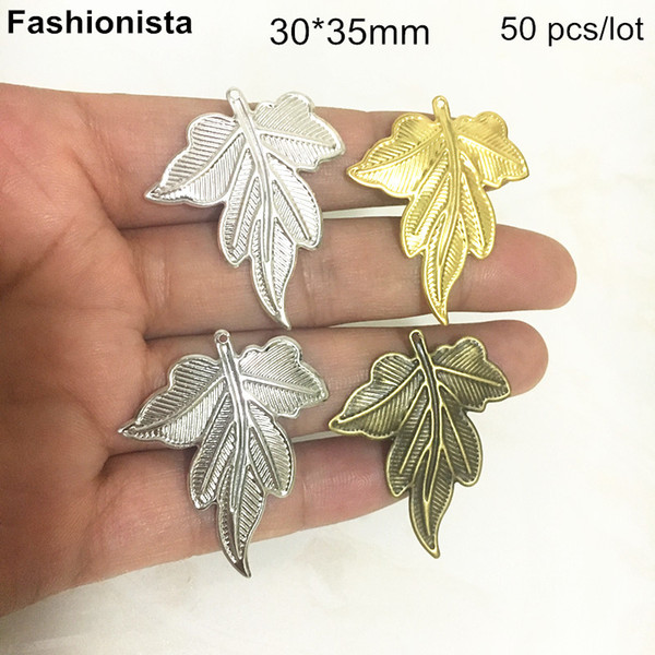 50 pcs Metal Stamping Leaf Charms 30*35mm,Grape Leaves,Gold-color,Silver-color,Bronze,Steel,DIY Jewelry & Crafts Findings