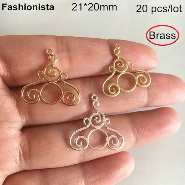 20 pcs -21*20mm Brass Wire Scroll Charms,Double Sided Chandelier Charms For Earrings,Gold-color,Silver-color,Brass Dangles -HY