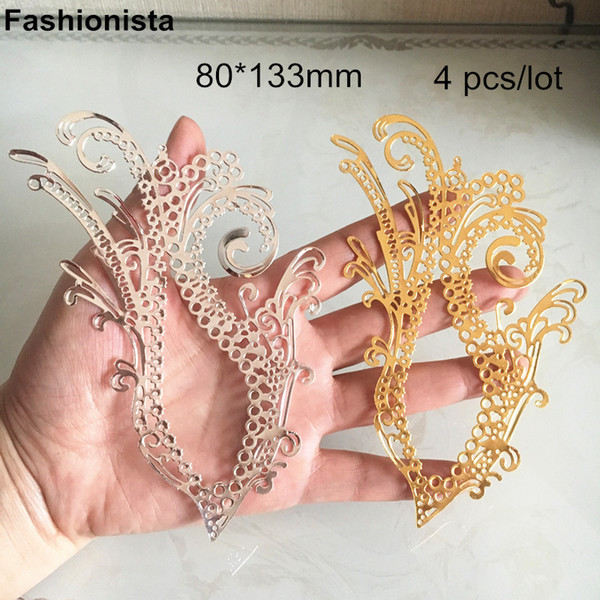 New ! 4 pcs Large Filigree Mask Charms 80*133mm,Gold-color,Silver-color,Metal Filigree Flower Pattern Jewelry Charms Gorgeous DG