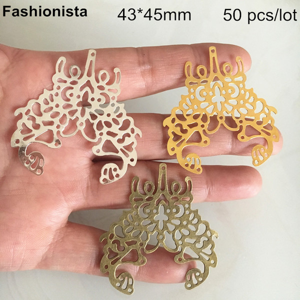 50 pcs -43*45mm Flying Butterfly Charms,Metal Stamping Filigree Butterfly Charms For DIY Jewelry,Gold-color,Silver-color,Bronze