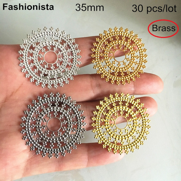 30 pcs Round Brass Filigree Charms For Jewelry,35mm Gold-color,Silver-color,Steel color,Raw Brass Hollow Round Charm Pendant -PT