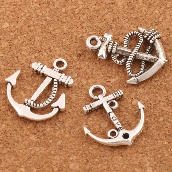 Anchors Charms Pendants For Jewelry 100pcs/lot 3styles Tibetan Silver Craft DIY Fit Earring Bracelets Necklace LM56