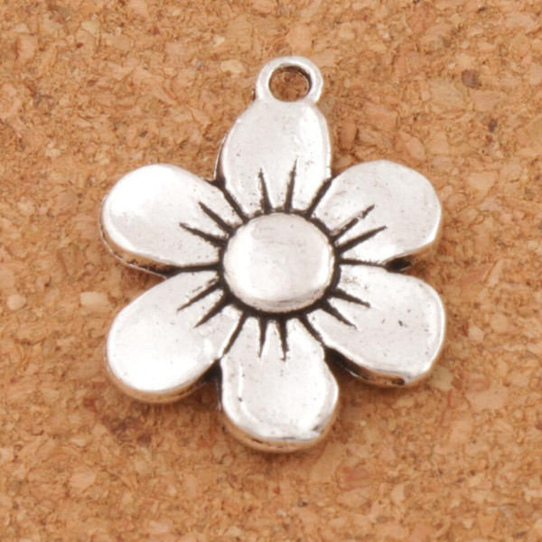 6-petal Flower Spacer Charm Beads 100pcs/lot Antique Silver Pendants Alloy Handmade Jewelry DIY L338 17x21.6mm