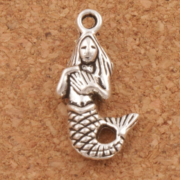 Antique Silver Mermaid Charms Pendants Jewelry DIY 100pcs/lot L164 22.4x10.3mm Jewelry Findings & Components HOT SELL