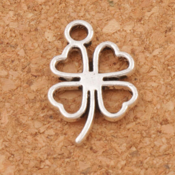 Open Clover Leaf Charms Pendants 300pcs/lot Antique Silver Jewelry Findings & Components DIY L368 11.3x17mm Tibetan Silver