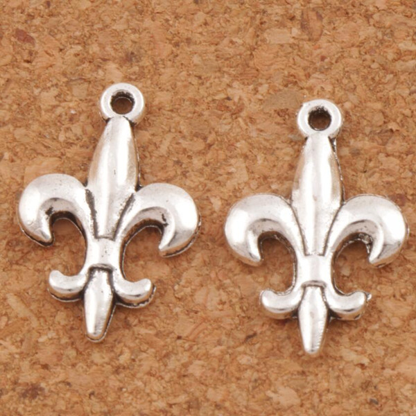 300pcs/lot Iris Fleur-de-lis Flower Charms Pendants 12.5x18.7mm Antique Silver Charms Jewelry DIY L387