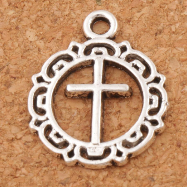 Open Flower Circle Cross Spacer Charm Beads 150pcs/lot 16.3x19.8mm Antique Silver Pendants Alloy Handmade Jewelry DIY L495