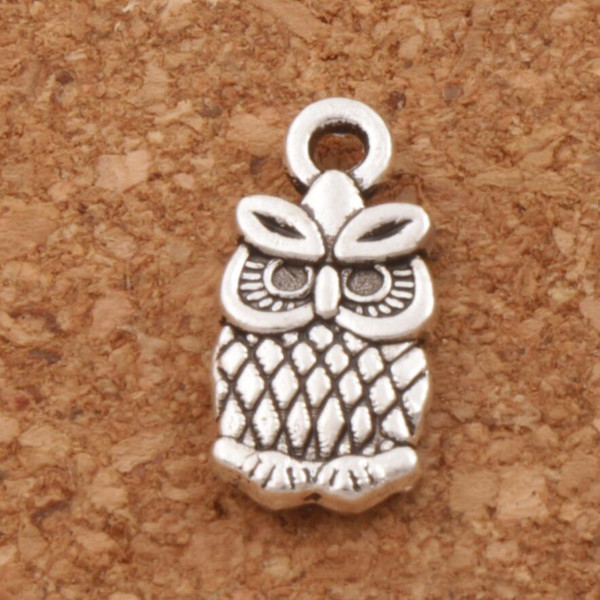 Small Owl Charms Pendants 7x15mm 200pcs/lot Antique Silver Fashion Jewelry DIY Fit Bracelets Necklace Earrings L987