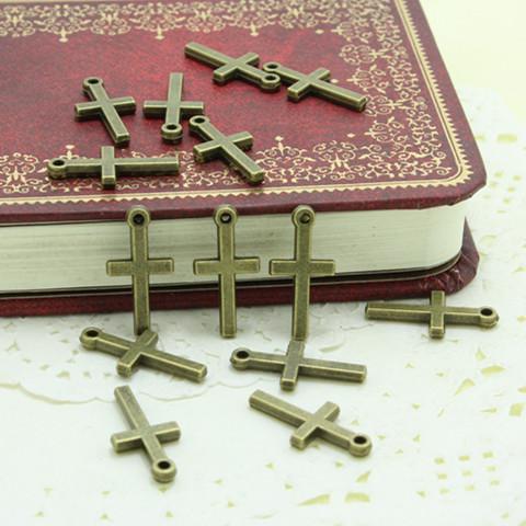 Sweet Bell Free shipping 100pcs 19*9mm Vintage Bronze Cross Jewelry Charm Jewelry Findings Fit Jewelry Making Pendants