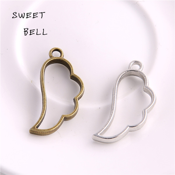 Sweet Bell 17*36mm Two color Alloy Hollow wings Charm Pendant Jewelry Making Pendant DIY Handmade Craft D6073-1