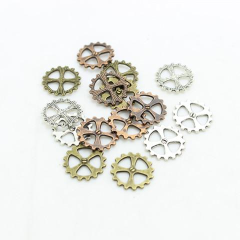 Sweet Bell Three color Plated Antique Metal Alloy Steampunk mini Gear Charm Jewelry Gear Findings Wholesale 14mm K0005