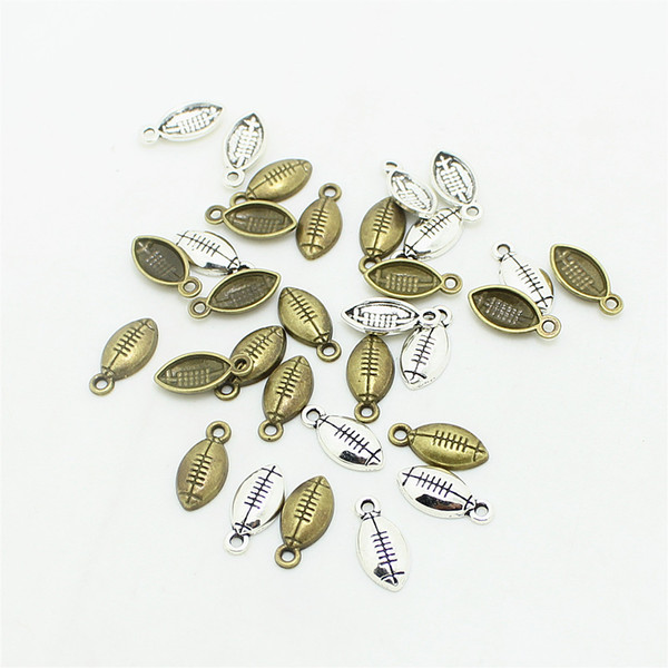 Sweet Bell Min Order 120pcs Size 7*15mm Antique silver football charms Vintage Style Necklace Charms D0949