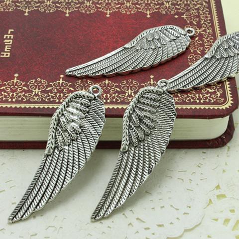 Sweet Bell 51*16mm Vintage Silver Angel Wings Jewelry Pendants Charm Findings Fit Jewelry Making Charms