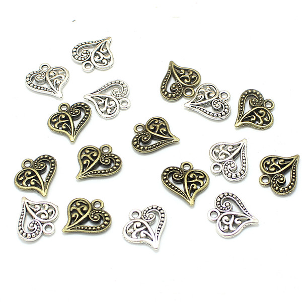 Sweet Bell 14*15mm Heart Charms Two color Love Hollow Hearts Charms Charm Pendants D1105