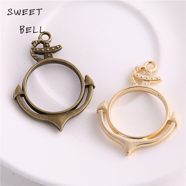 Sweet Bell 33*44mm Two color Alloy Hollow Anchor Charm Pendant Jewelry Making Pendant DIY Handmade Craft D6071-1