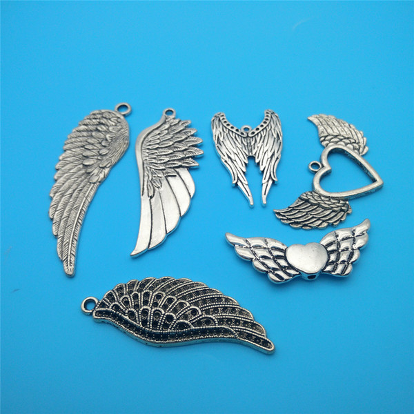 Mixed Tibetan Silver Plated Wing Charms Pendants For Jewelry Making Findings Bracelets Handmade Accessories DIY Gifts HOT V103