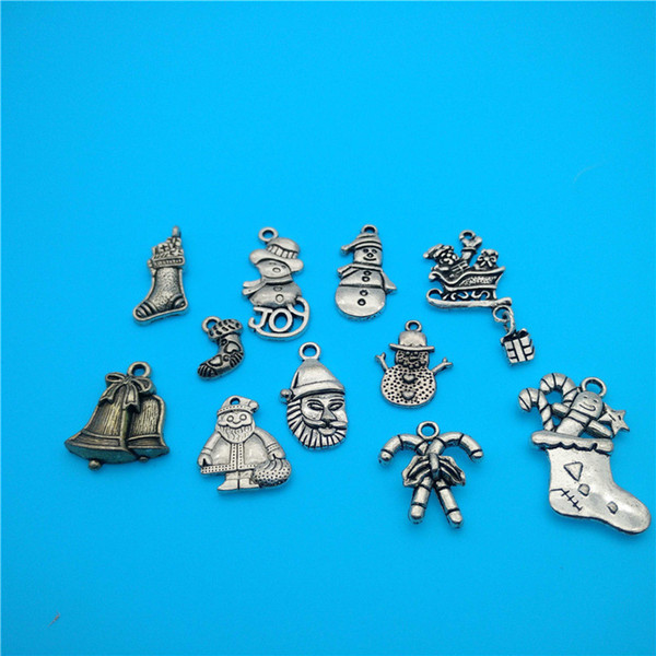 Mixed Tibetan Silver Snow Boots Santa Claus Christmas bells Charms Pendants Jewelry Making Bracelet Necklace Fashion Popular Jewelry Access