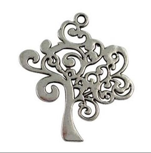 50pcs Vintage Silver &Bronze Tree Of Life Alloy Dangle Beads Charms Pendants For Bracelet Jewelry Findings Components Accessories Gifts NEW