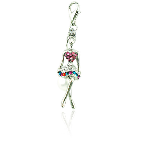 Fashion Lobster Clasp Charms Dangle Colorful Rhinestone Pearl Angel Pendants DIY Charms For Jewelry Making Accessories