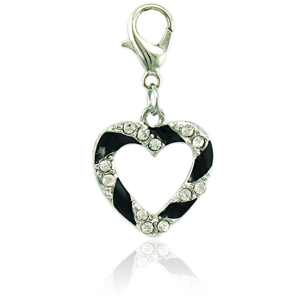 JINGLANG Fashion Lobster Clasp Charms Dangle White Rhinestone Heart Pendants Charms For DIY Jewelry Making Accessories