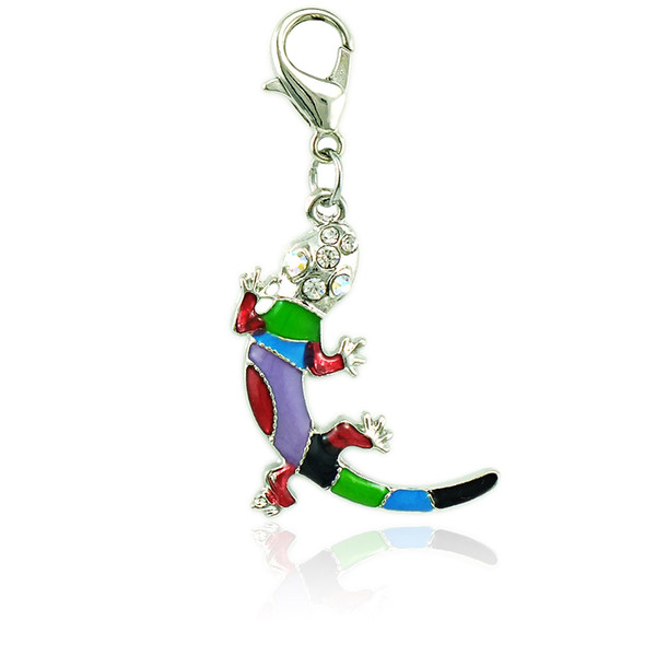 Fashion Animals Floating Charm With Lobster Clasp Dangle Color Enamel Gecko Pendants DIY Charms For Jewelry Making Accessories