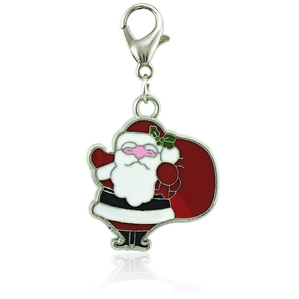 Christmas Classic Floating Lobster Clasp Charms Multicolor Enamel Santa Claus DIY Charms For Jewelry Making Accessories