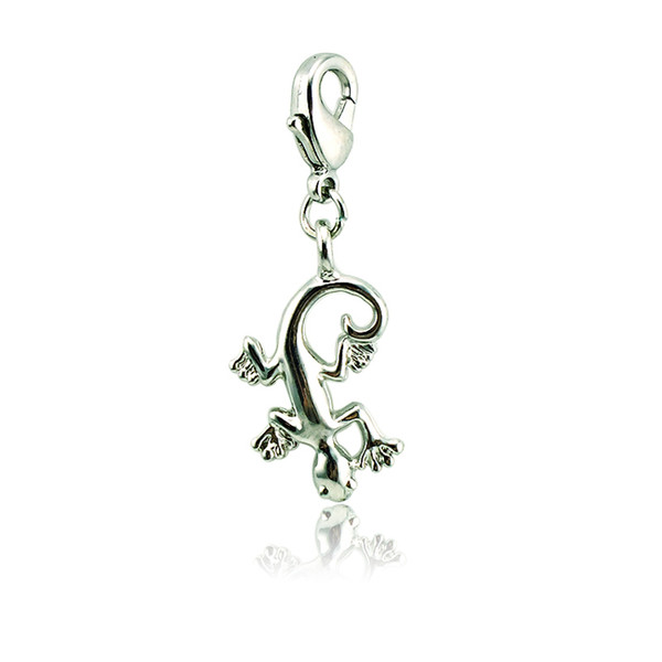 Wholesale Fashion Floating Lobster Clasp Charms Silver Plated Gecko Bulk DIY Charms For Jewelry Making Accessories