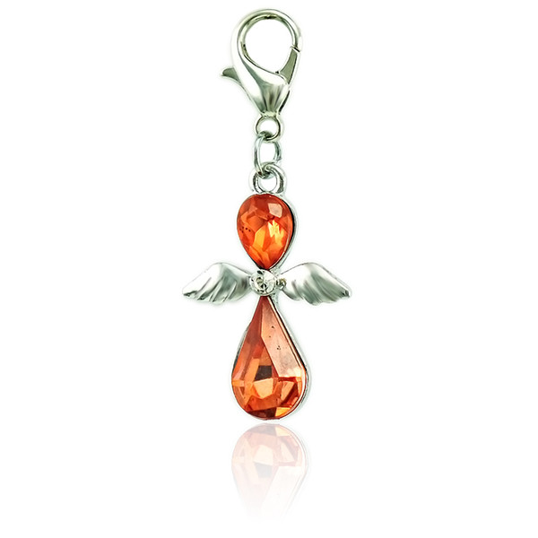 Fashion Charms With Lobster Clasp Dangle Orange Plastics Crystal Cross Wing Charms DIY For Jewelry Making Accessories